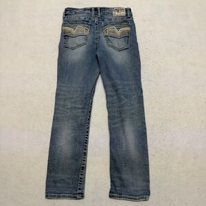 Salvage Supply Co. Buckle Jeans Youth 16 R Reckless Straight Stretch Embroidered